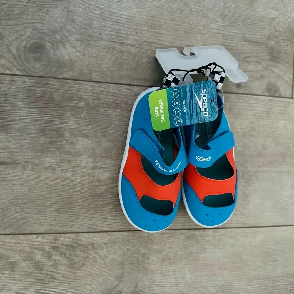 Speedo Toddler Hybrid Pro Kid's Water Swim Shoes- Aqua Blue small 5-6 new